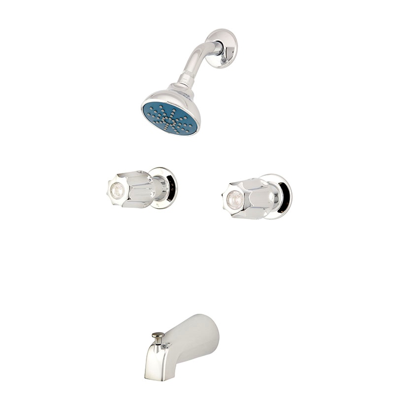 Gerber 07-48-720 Classics Two Metal Fluted Handle Threaded Escutcheon Tub &  Shower Fitting with IPS/Sweat Connections 1.75gpm Chrome