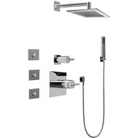 Graff GC5.122A-C14S-SN-T Full Thermostatic Shower System with Transfer Valve (Trim Only), Steelnox (Satin Nickel)